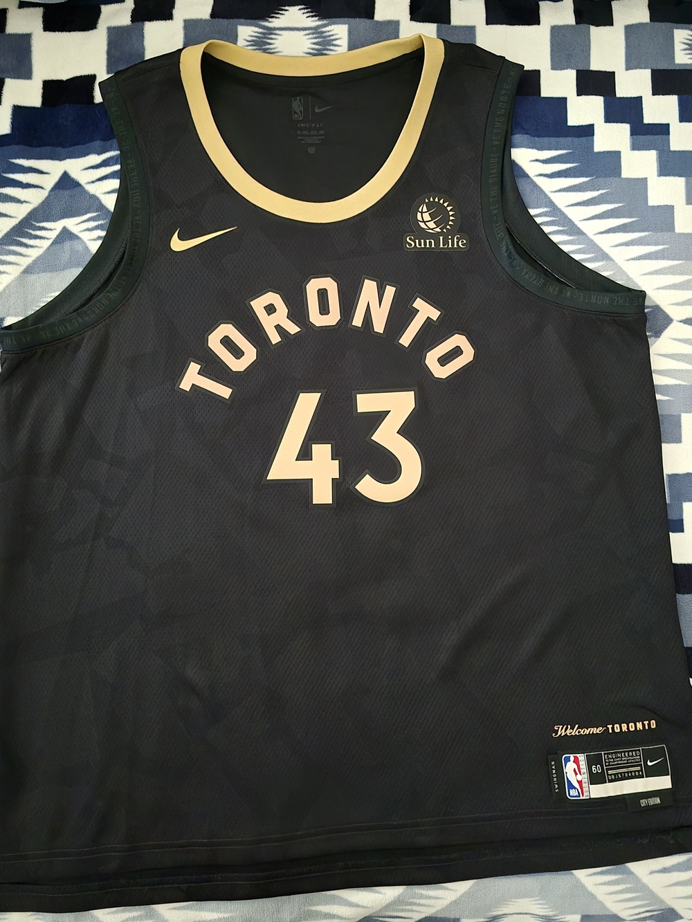 Toronto Raptors #43 City Edition Black and Gold Nike Jersey